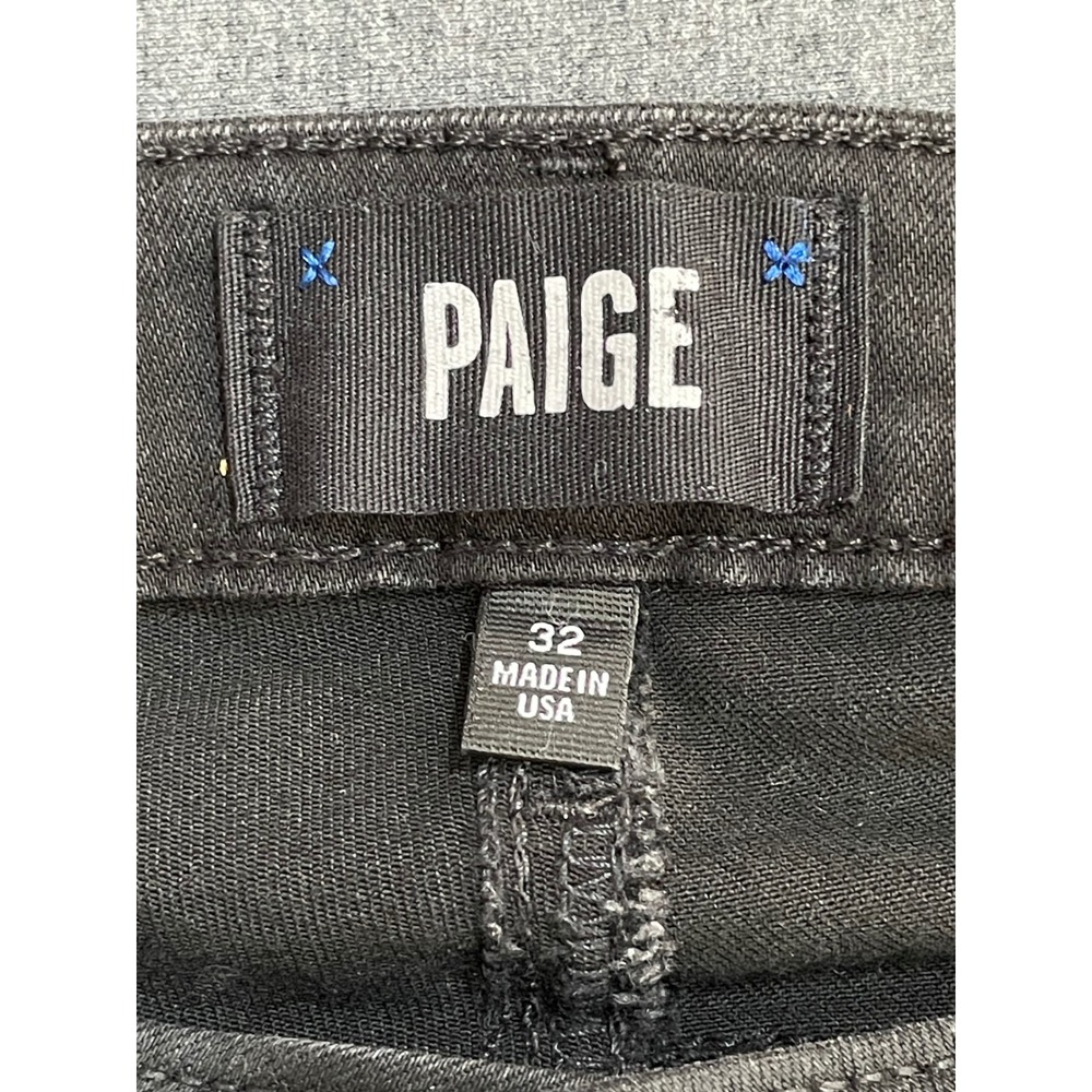 Paige Hoxton Ankle Black Fog Luxe Coating Coated Skinny Jeans Womens 32 Made USA - Picture 2 of 13